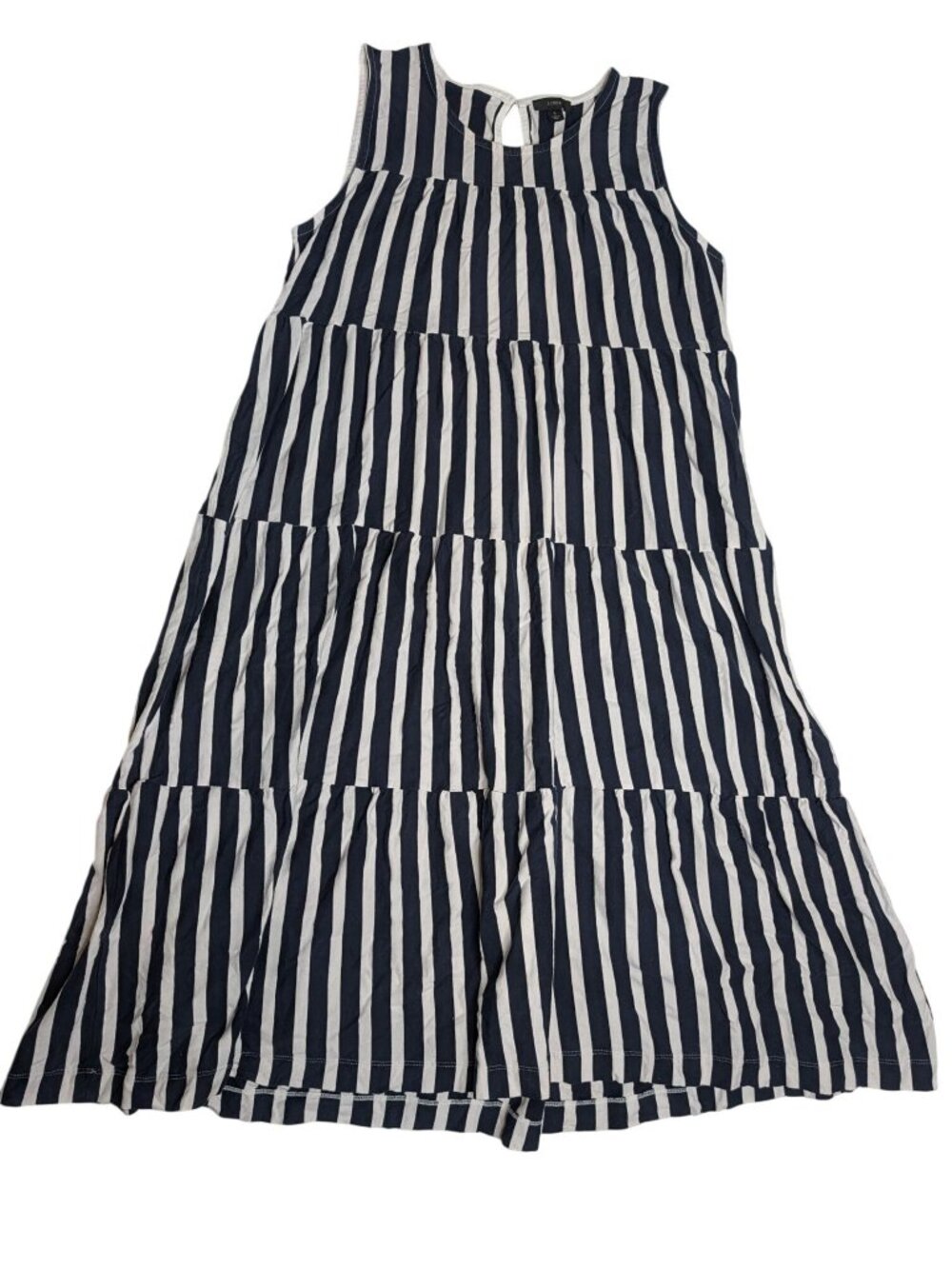 J.Crew Tiered Striped Cotton Maxi Dress Navy & Ivory Tiered Tank L Nautical Beac - Picture 9 of 13